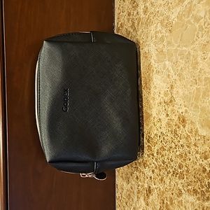 GONEX BLACK LEATHER COSMETIC TOILETRY BAG POUCH CLUTCH UNISEX $20